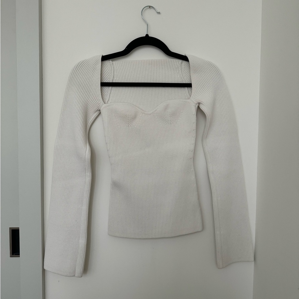 Pixie Market ivory Chiara bustier knit top Khaite lookalike size S